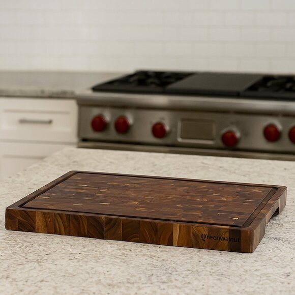 Greenwalnut Premium Acacia End-Grain Cutting Board with Juice Groove - Picture 2 of 5